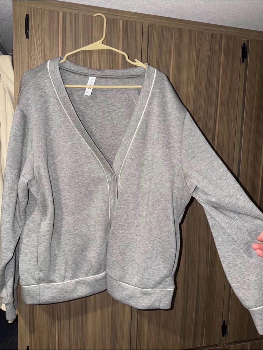 Light Gray V-Neck Women’s Sweater Jacket